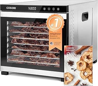 COSORI Food Dehydrator Machine, 10 Stainless Steel Trays (50 Recipes) for Jerky, Fruit, Dog Treats, Yogurt, Vegetables, Meat, and Herbs, 15 Square Feet, Dryer Machine with Time and Temperature Control