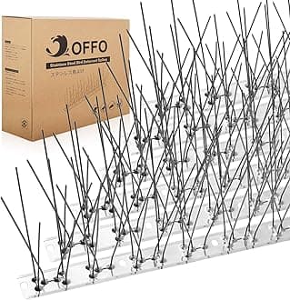 OFFO Bird Spikes Pre-Assembled for Pigeons Birds, Cover 48.7 Feet Durable Bird Spikes with Stainless Steel for Fence Roof Mailbox Window