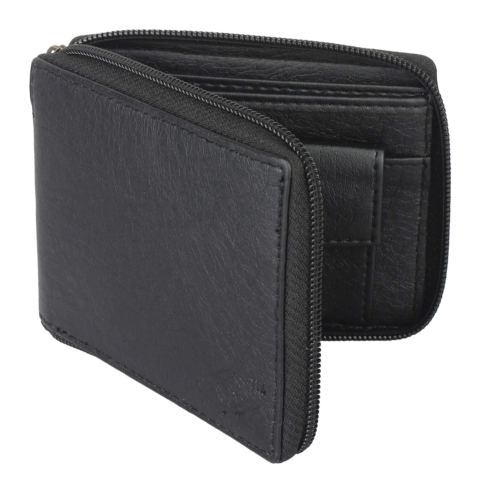 POSHMIER Men's Black Genuine Leather Wallet