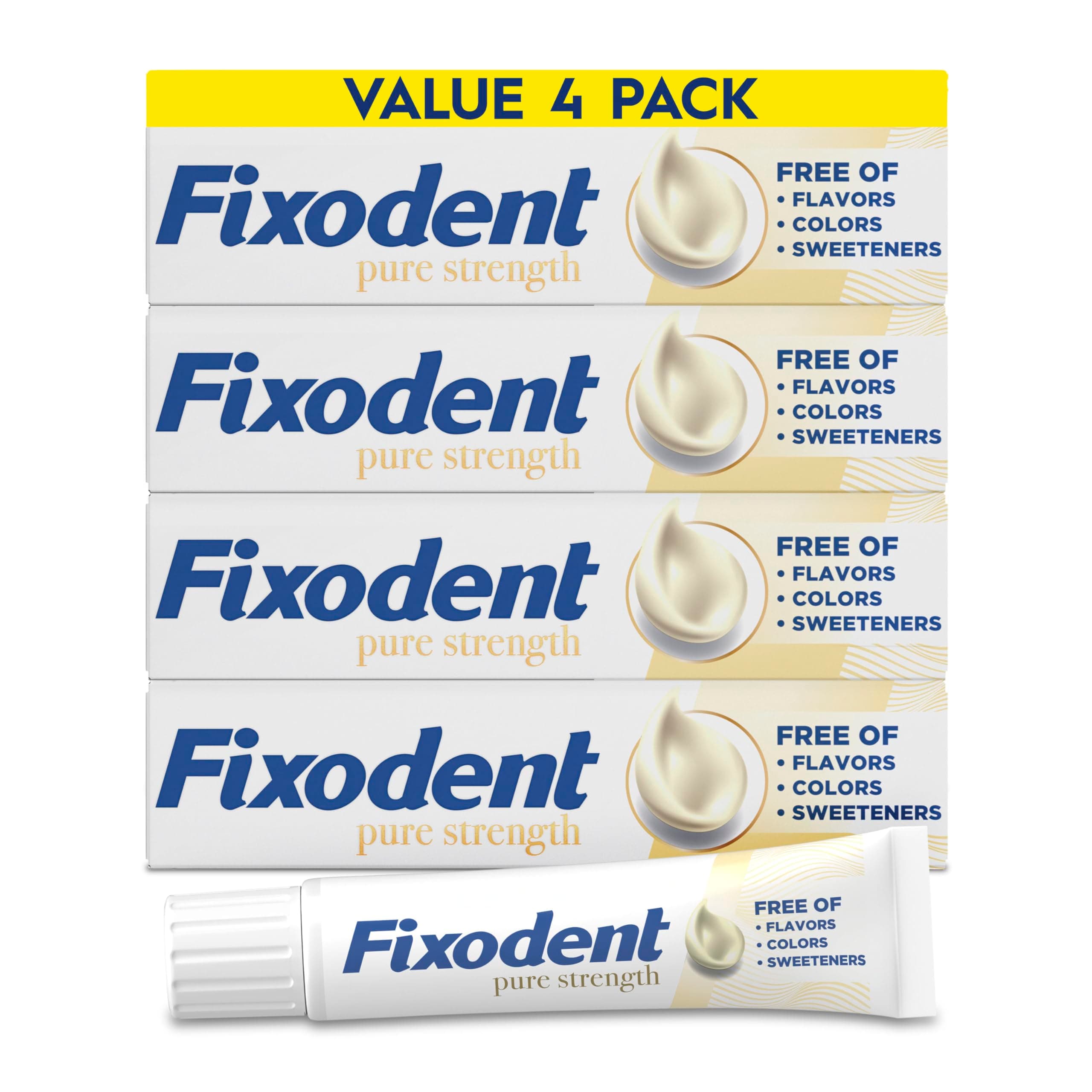 Fixodent Pure Strength Secure Denture Adhesive 2.4oz (Pack of 4)