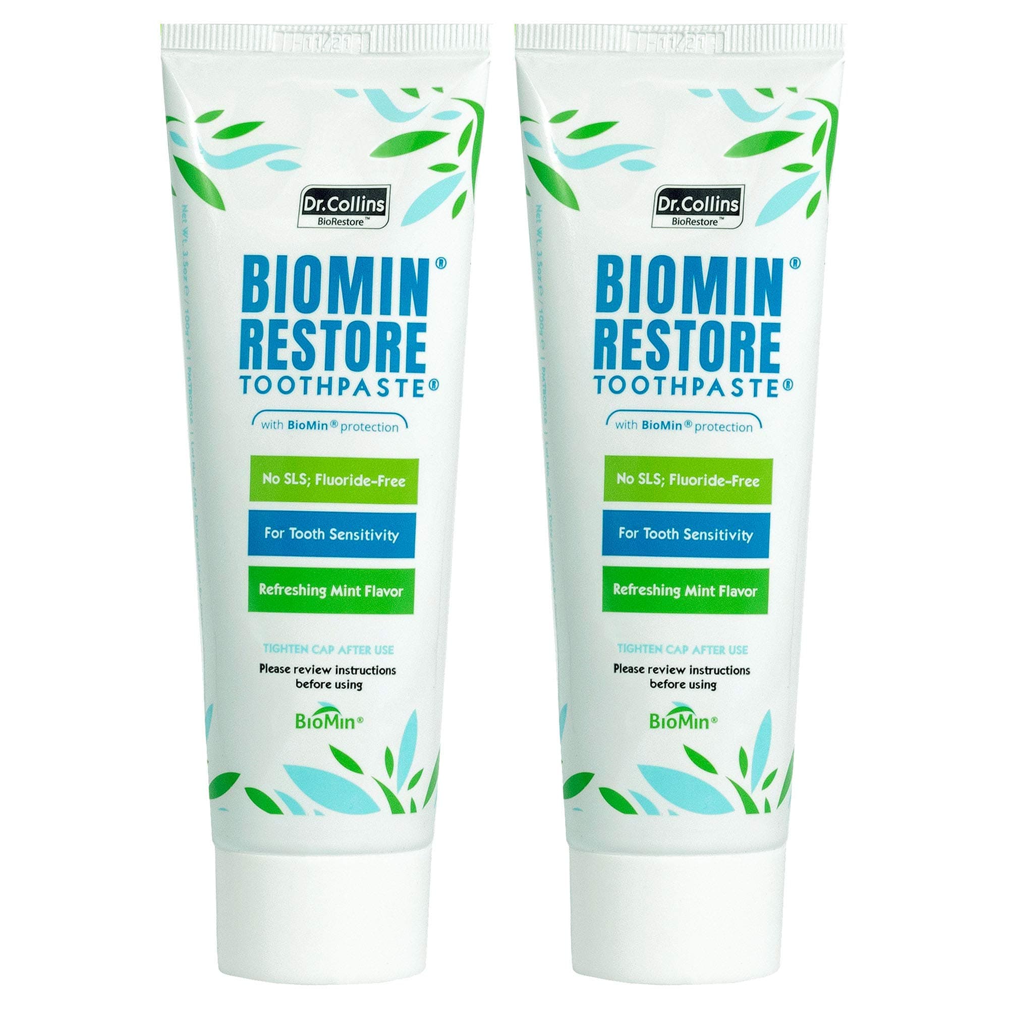 Dr. Collins Biomin Restore Toothpaste with Biomin C, 3.5oz (Pack of 2)