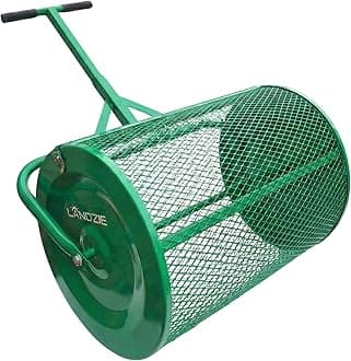 LANDZIE - The Original 24 Inch Compost and Peat Moss Spreader Roller - Top Soil, Sand, Manure, Mulch, Top Dressing Lawn and Garden Spreader