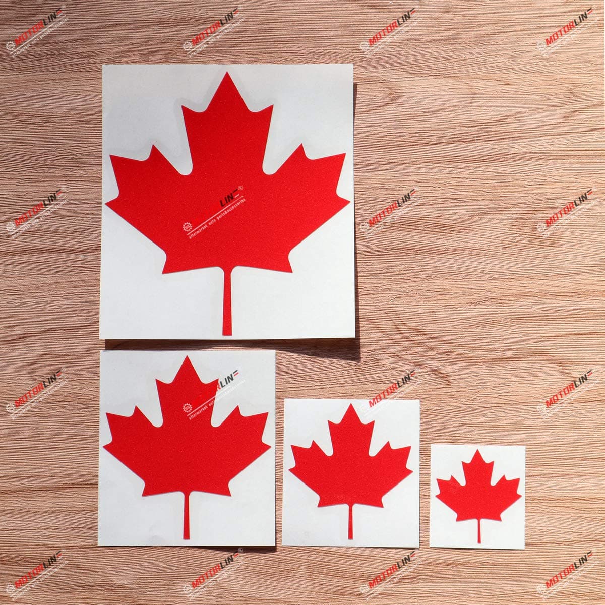 Canada Canadian Maple Leaf Vinyl Decal Sticker - 4 Pack Reflective, 2 Inches, 3 Inches, 4 Inches, 6 Inches - for Car Boat Laptop Cup