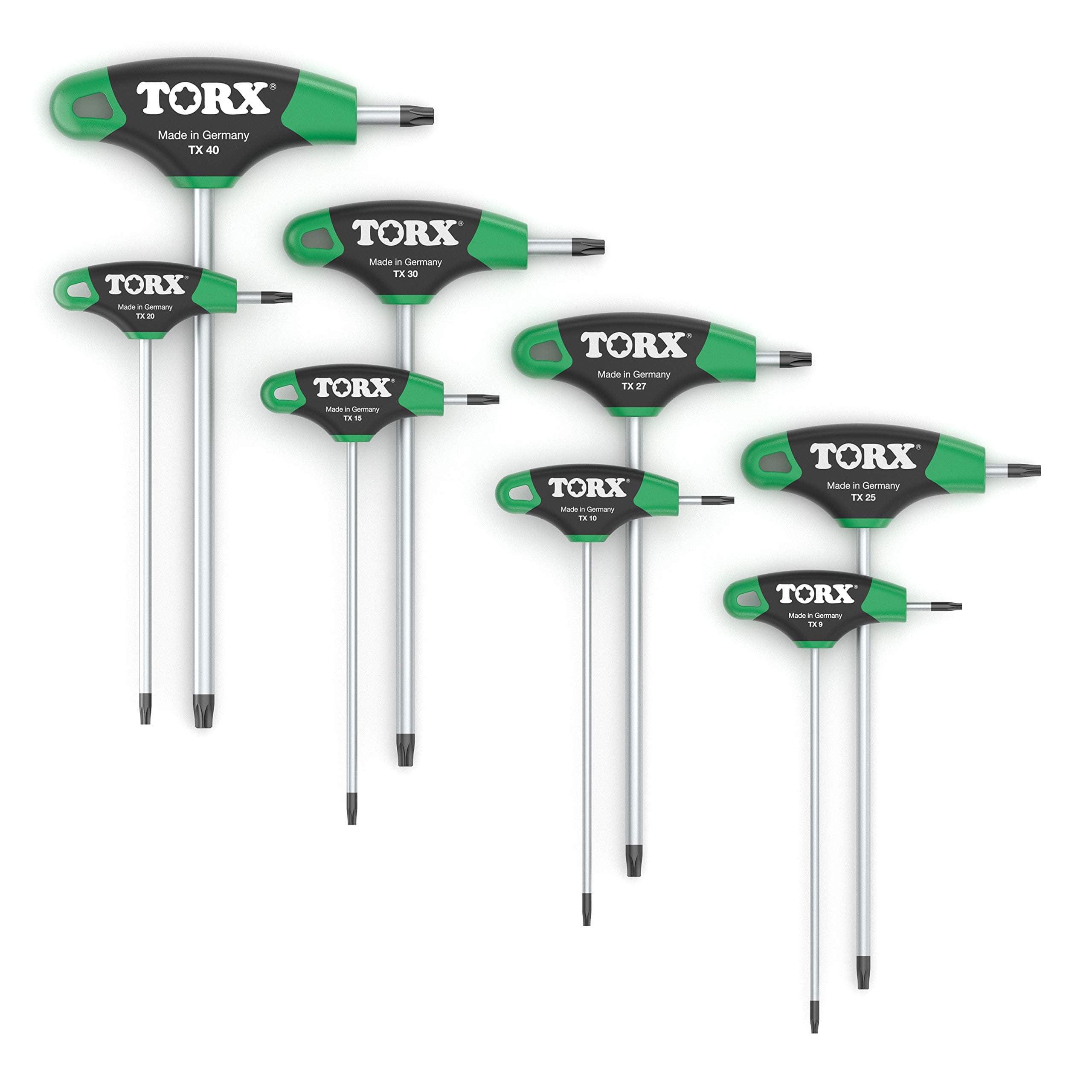 TORX® 70563 T-Handle Screwdriver Set 8pcs, TX9–TX40, with Duplex Grip — Made in Germany