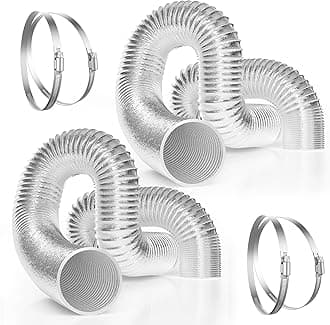 VIVOSUN 2-Pack 6 Inch 8 Feet Flex Air Aluminum Ducting, Flexible Dryer Vent Hose for HVAC Ventilation, 4 Clamps Included