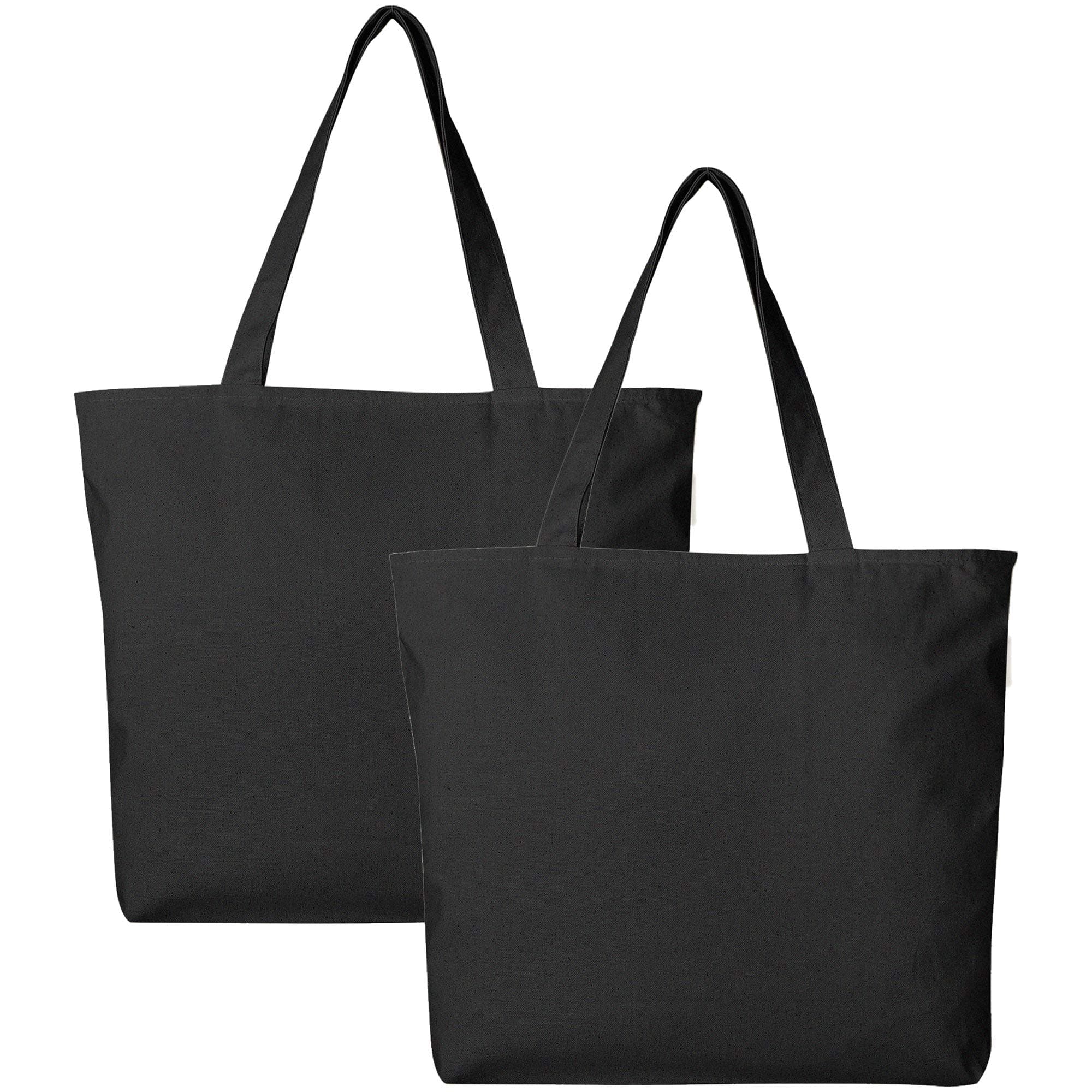 2 Pack Large Zipper Canvas Tote Bags