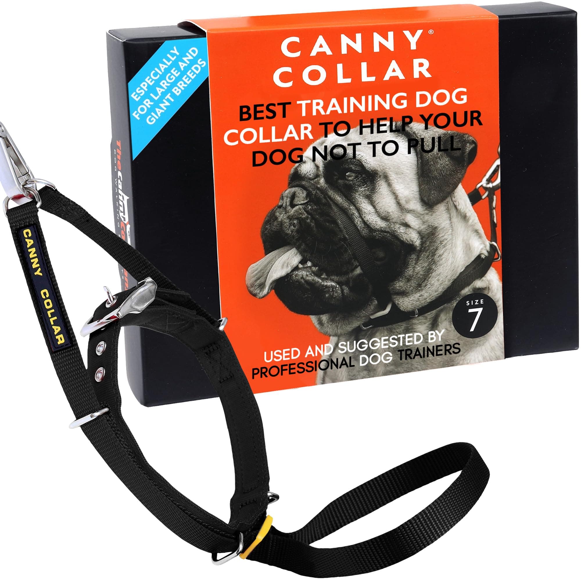 Canny Collar No-Pull Dog Collar - The Kind, Gentle Head Collar for Dogs| Dog Training Tool For Easier Dog Walking | Black - Size 7