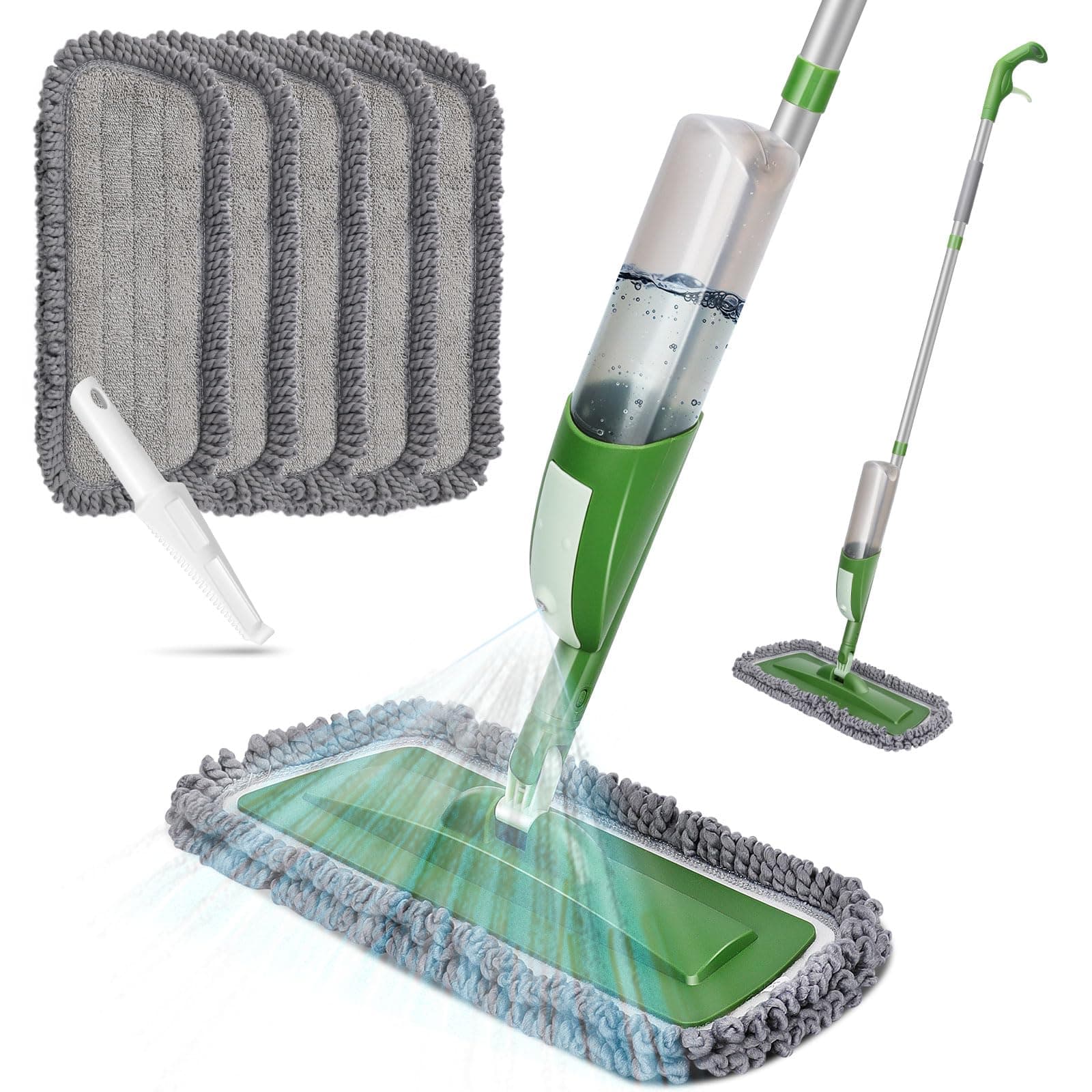 Myiosus Spray Mops for Floors, Microfibre Flat Mop with 5 Washable Pads & 530ml Refillable Bottle, Water Spraying Floor Cleaner Dry Wet Mop for Cleaning Tile Hardwood Laminate Floors