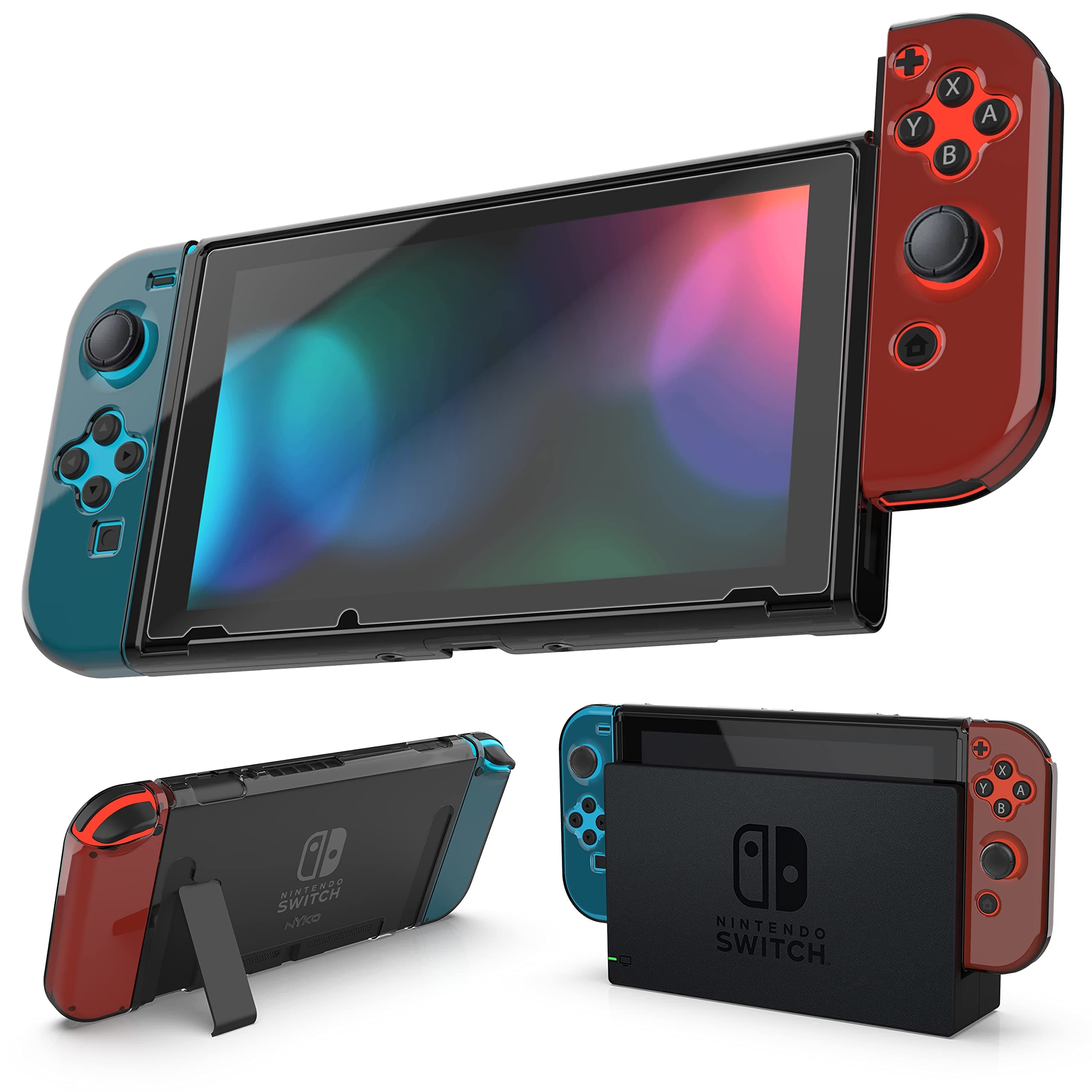 Nyko | Dockable, Thin Protective Hard Portable Travel Carry Shell Case with Tempered Glass Screen Protector for Nintendo Switch (Smoke)