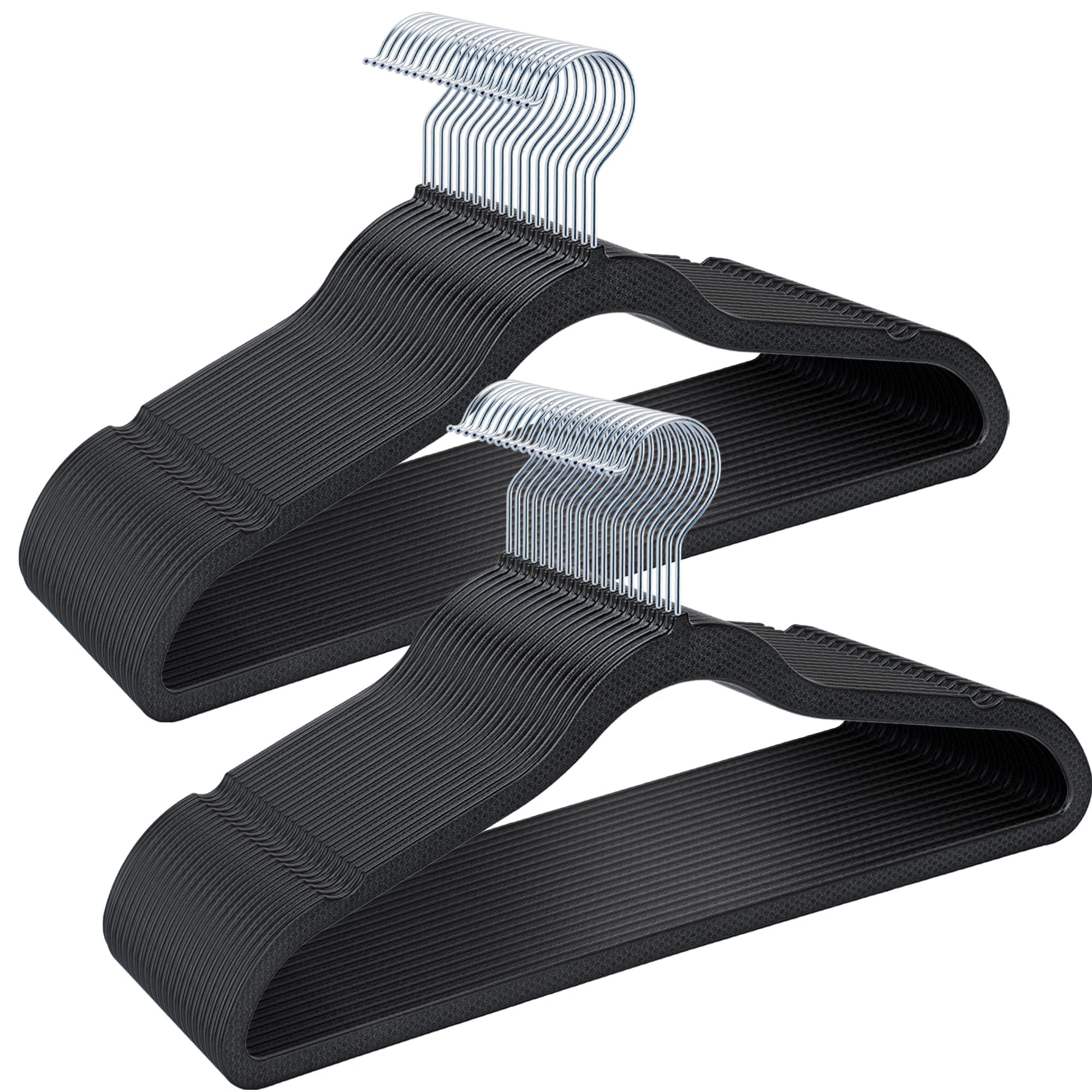 Plastic Coat Hangers 50-Pack,Non-Slip, Space Saving Closet Hangers for Dorm & Apartment - 360° Rotating, Heavy Duty, Durable (Black)