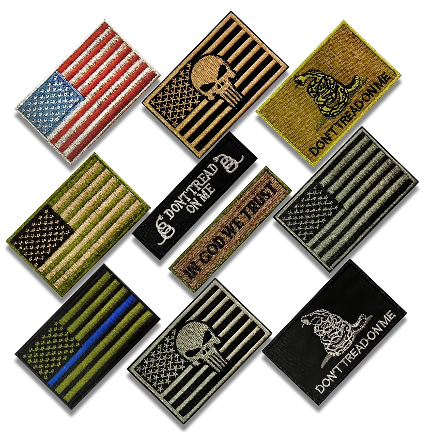 American Flag Patch, 10 Bundle-Set, Tactical Morale Military Patches of USA US for Backpacks Hat Army Gears Etc