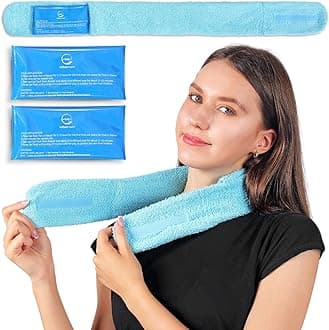 Cooling Towel with Soft Gel Ice Pack Inserts | Included 2 Gel Ice Packs Reusable - Multi Purpose Compression Wrap - Neck, Legs, Arms, Shoulders - Ideal for Post Surgery, Migraines, Hiking and Injuries