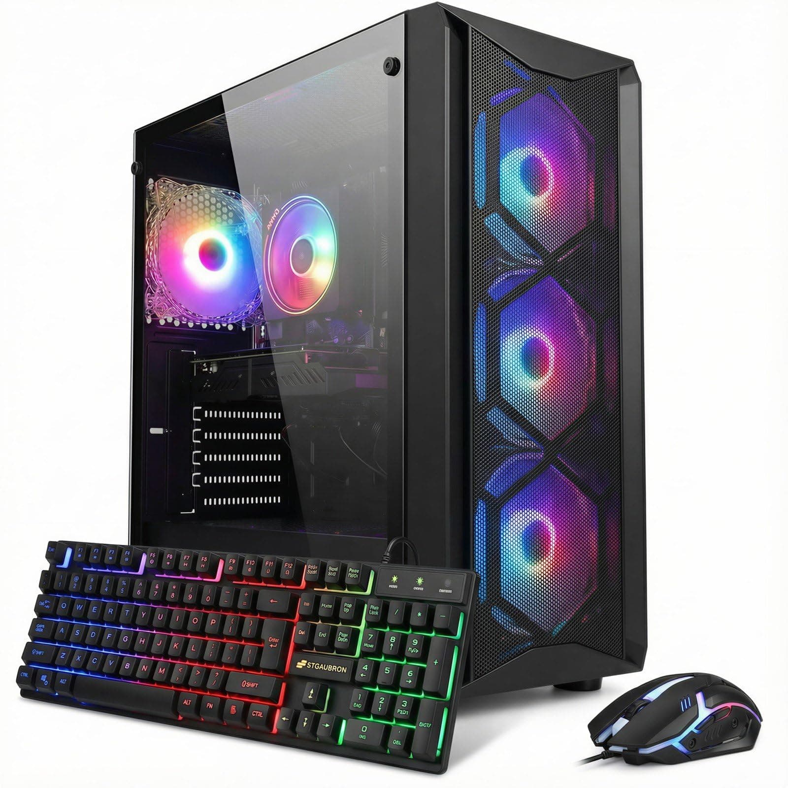 Gaming PC Computer Desktop, Intel Core i7 8th Gen up to 4.1G, GeForce RTX 3050 6G, 16G DDR4, 512G SSD, WiFi 6, BT 5.2, RGB Fan x4, Windows 11 Home