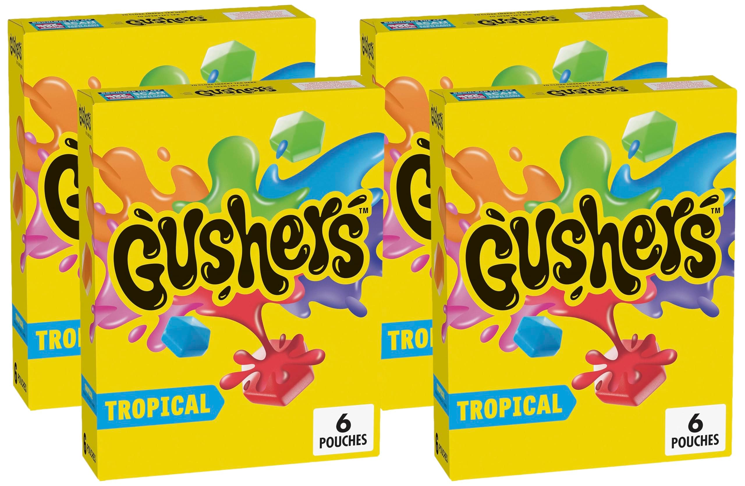 Fruit Flavored Snacks, Tropical Fruit Flavor, 6 Pouches, 4.8 oz (Pack of 4)
