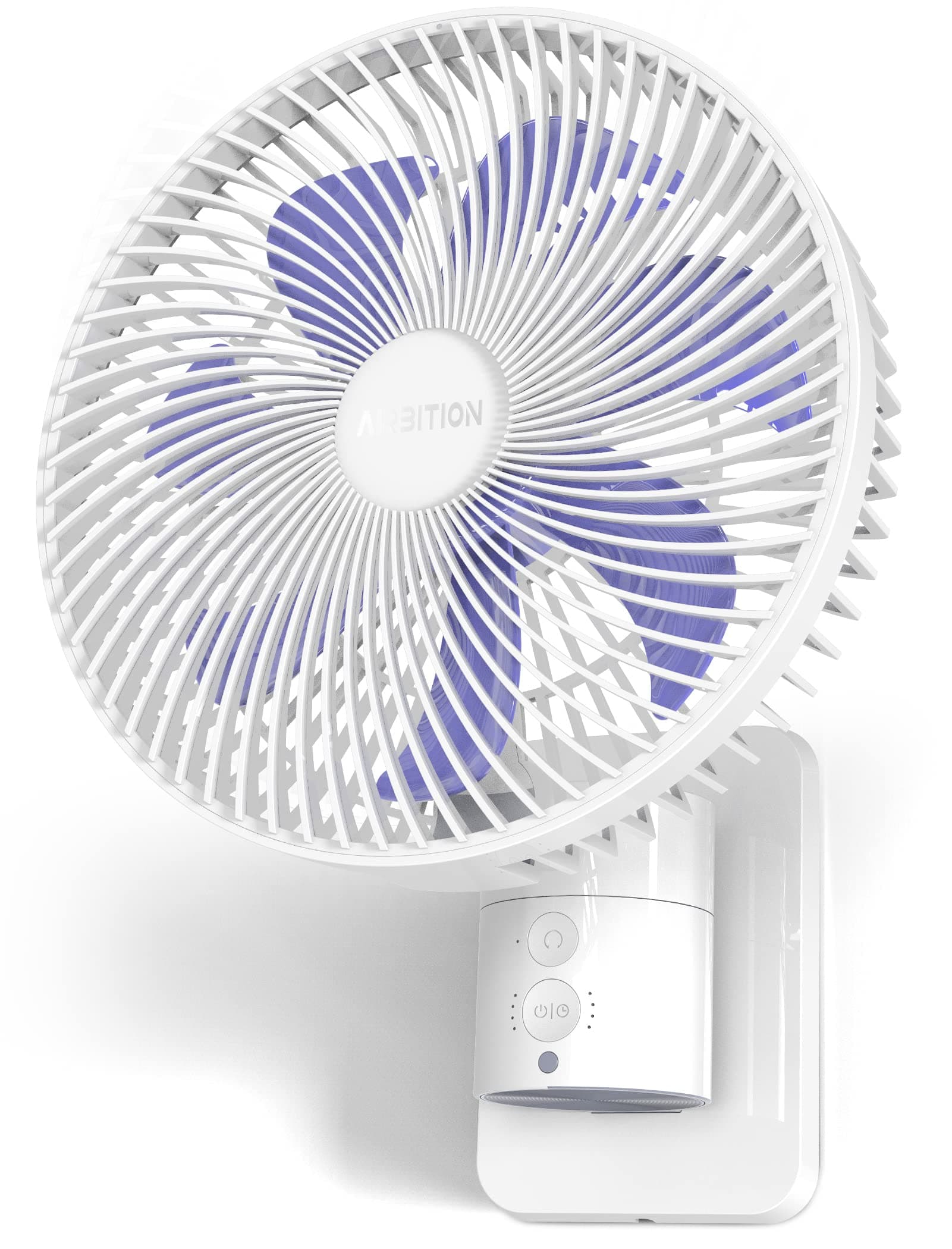 Airbition 8'' Small Wall Mount Fan with Remote Control, 90°Oscillating, 4 Speeds, Timer, Included 120° Adjustable Tilt, High Velocity, 70Inch Cord, for RV Bedroom Home Office Garage