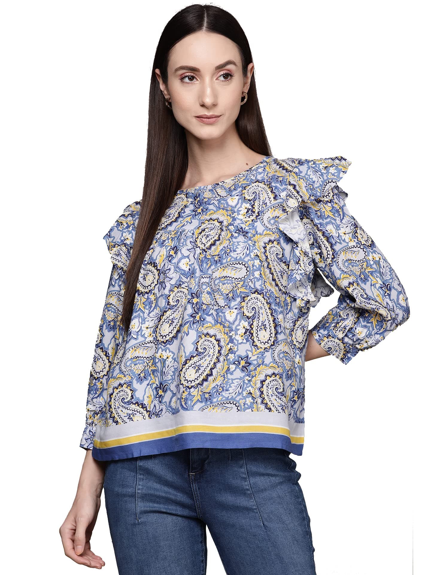 Label RITU KUMARNavy Paisley Top