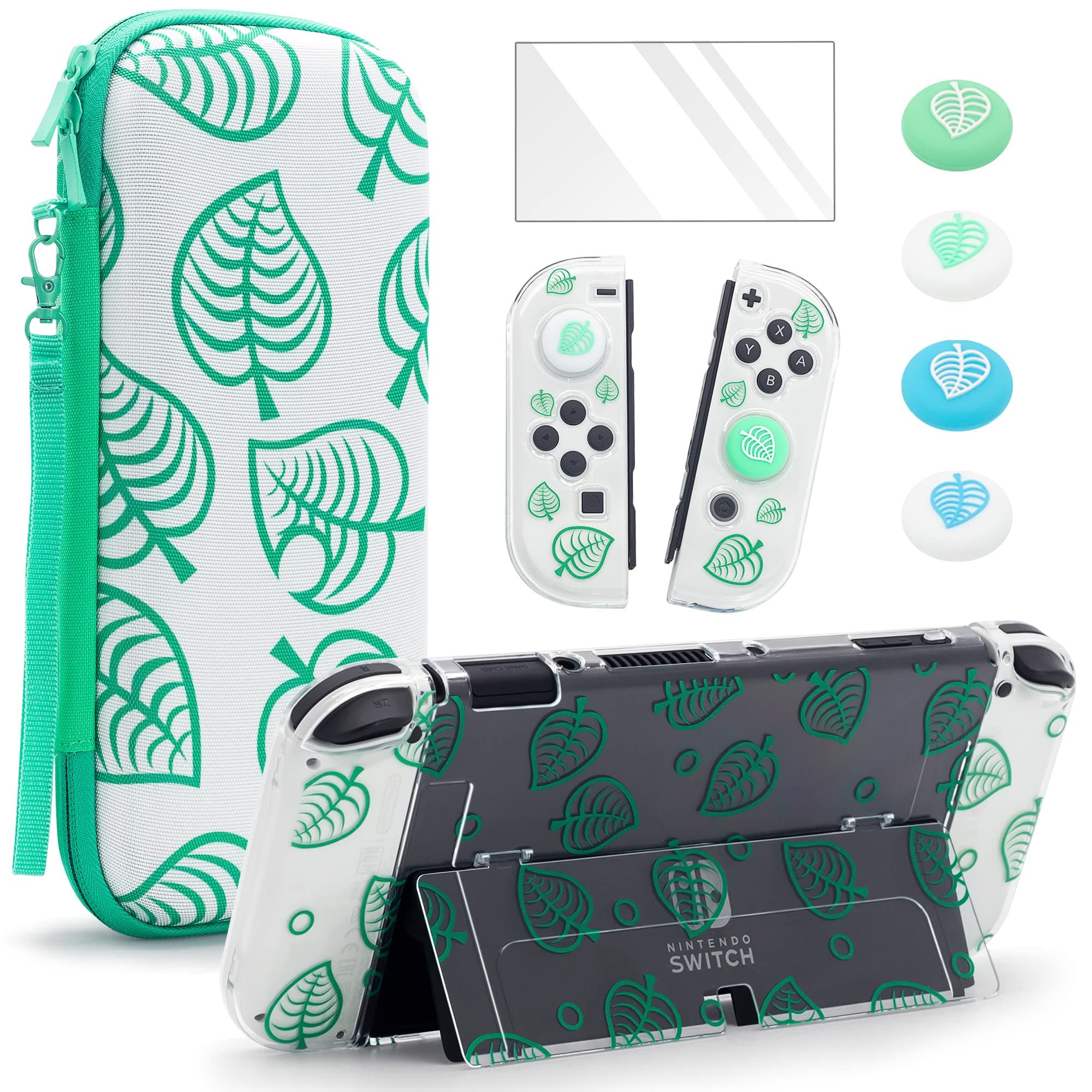 Brhe Switch Carry Case For Nintendo Oled, Travel Carrying Bundle Bag Portable Protective Accessories Kit (Animal Crossing)