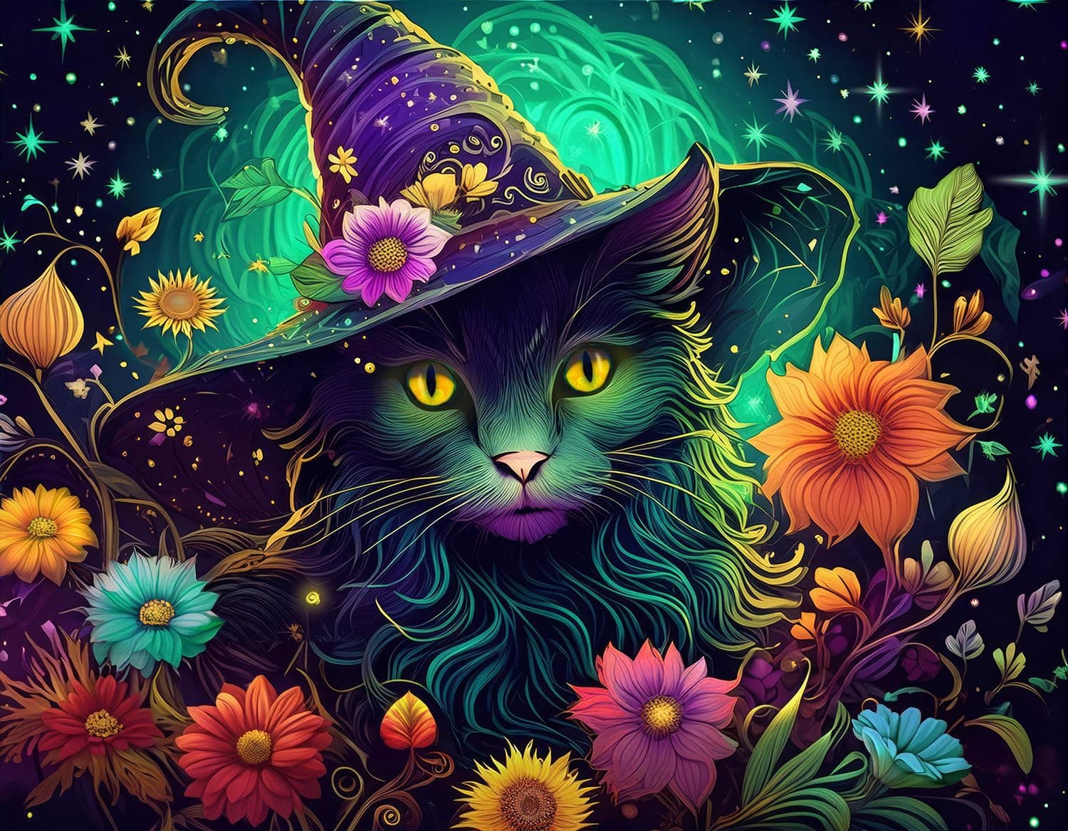 Springbok's Enchanted Cat 1000 Piece Jigsaw Puzzle Features a Mystical Cat in This Halloween Themed Puzzle
