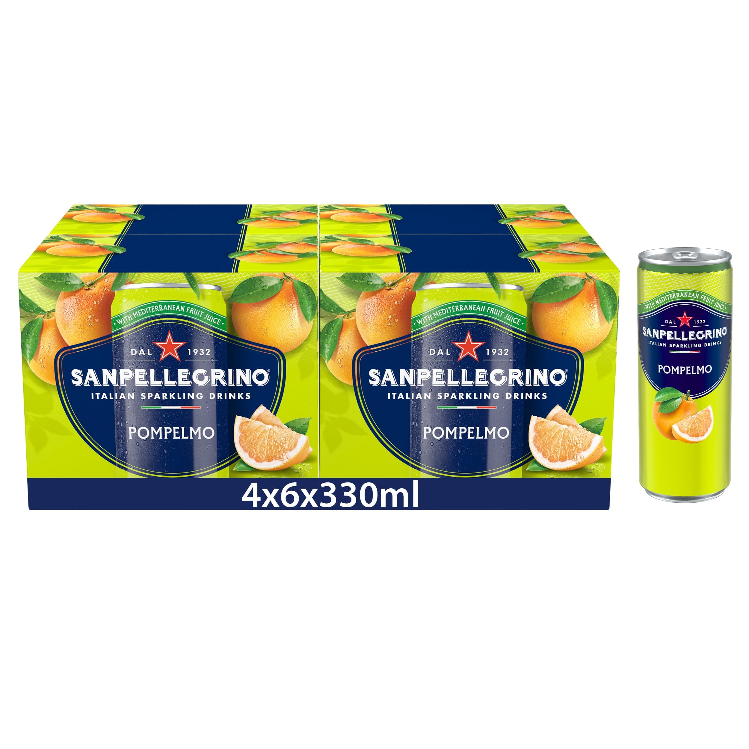 Italian Sparkling Drinks Tastefully Light Sparkling Grapefruit Canned Soft Drink 24 x 330ml | 70 kCals per Can