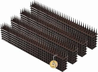 KADAX Plastic Bird Spikes, 51 x 4 x 3 cm, Wall Spikes, Fence Tops Spikes, Pigeon Repellent, Deterrent for Birds, Cats, Anti Climb Spikes, Squirrel Repellent (24, Brown)