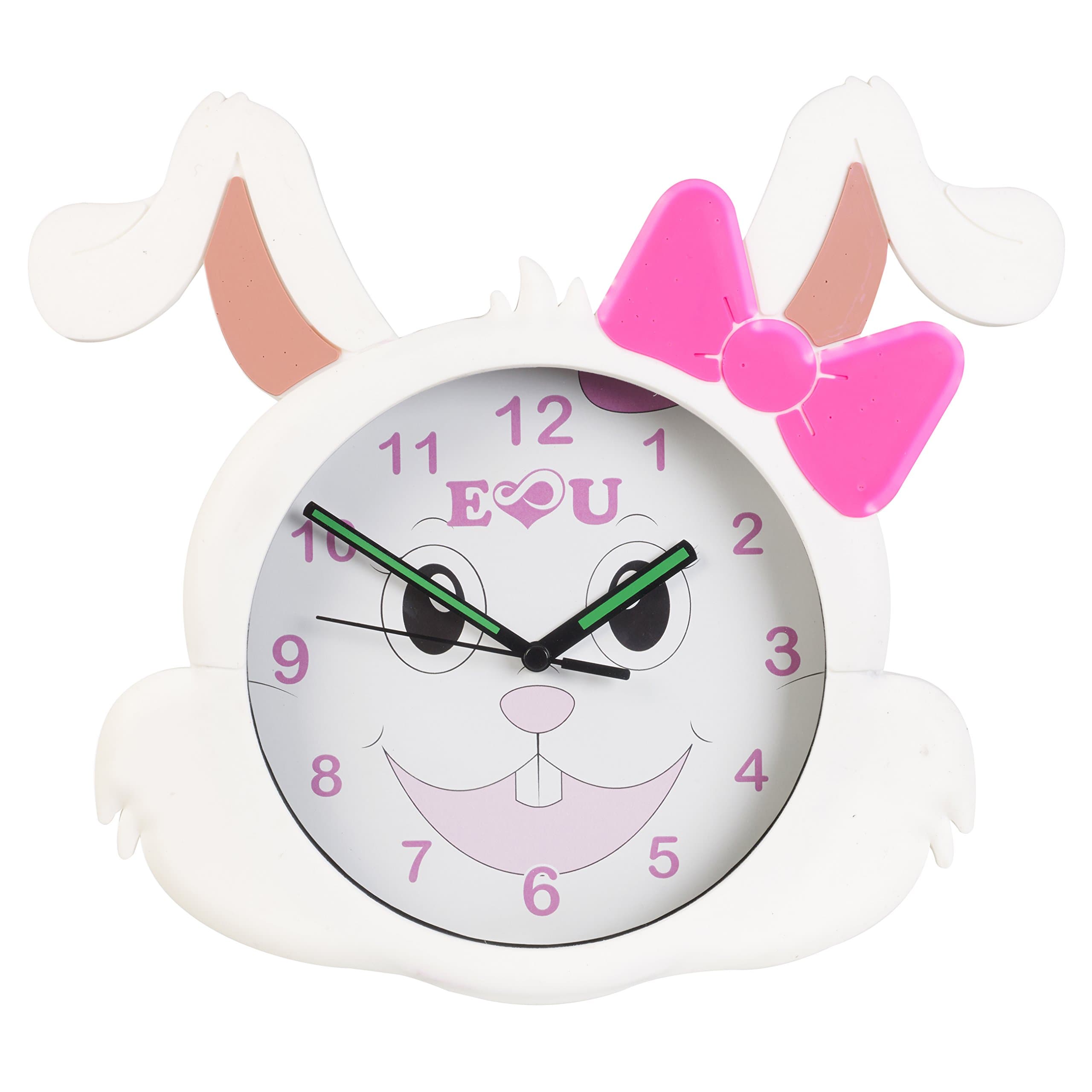 Aniclock Rabbit Wall Clock time teacher a perfect gift for Boys and Girls, the easy to read face vibrant colours makes time teaching fun a perfect clock for bedroom Play room Baby nursery decor [Energy Class A+]