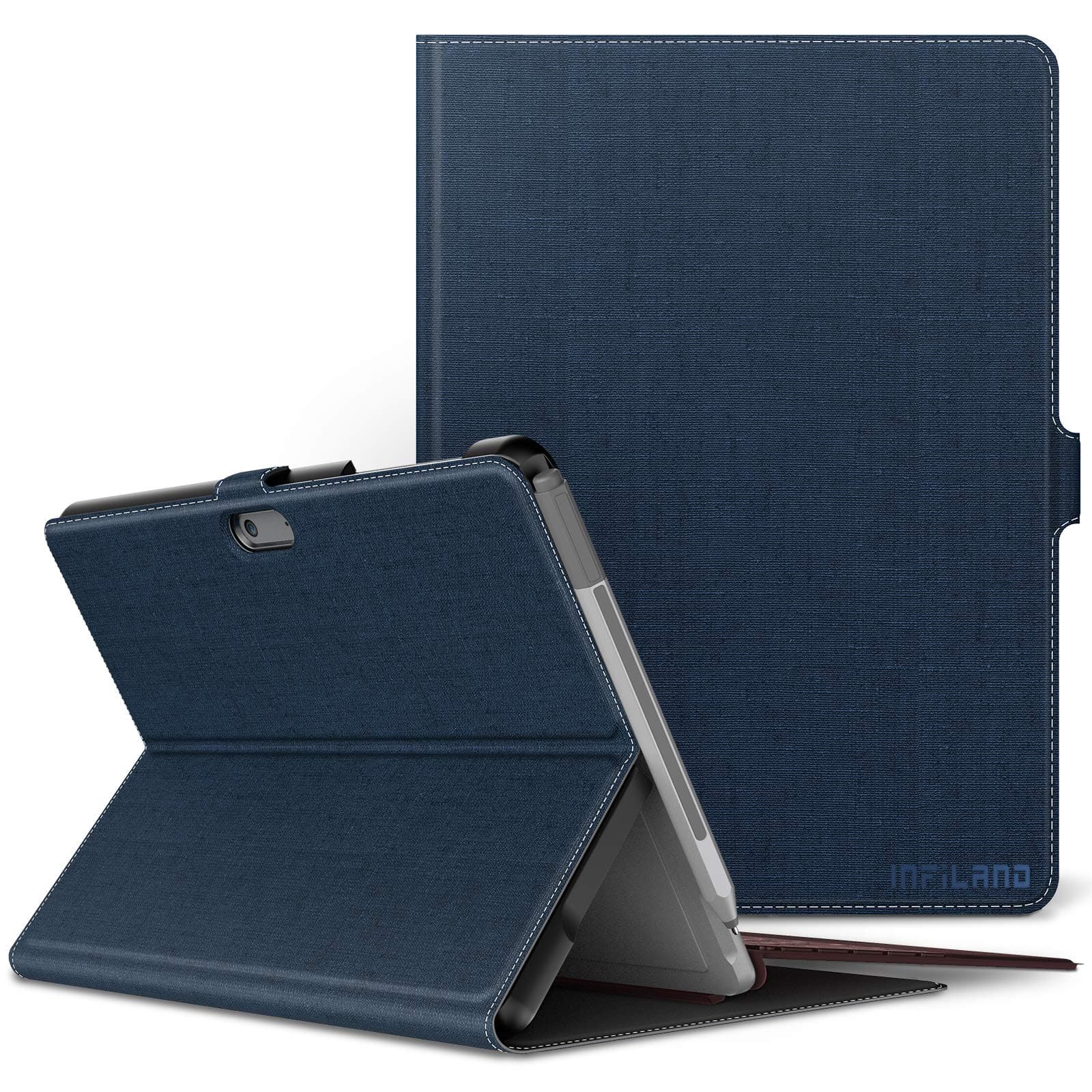 INFILAND Case for Microsoft Surface GO 10, Slim Front support Cover with Pen Slot Compatible with Microsoft Surface GO 10 inch Tablet,Navy