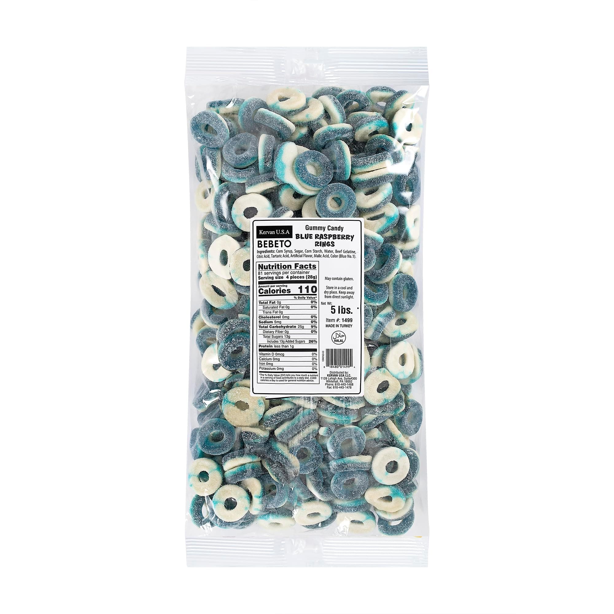 Kervan Blue Raspberry Rings, 5 Pound Bag, 80 Ounces