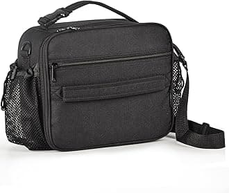 Kids Lunch Box, Insulated Lunch Bag for Girls and Boys, Durable Polyester with PEVA Lining, Adjustable Shoulder Strap, 10.8"L x 4"W x 8.8"H, 5 Pockets