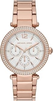 Michael Kors Parker Watch for Women, Chronograph Movement with Stainless Steel or Leather Strap