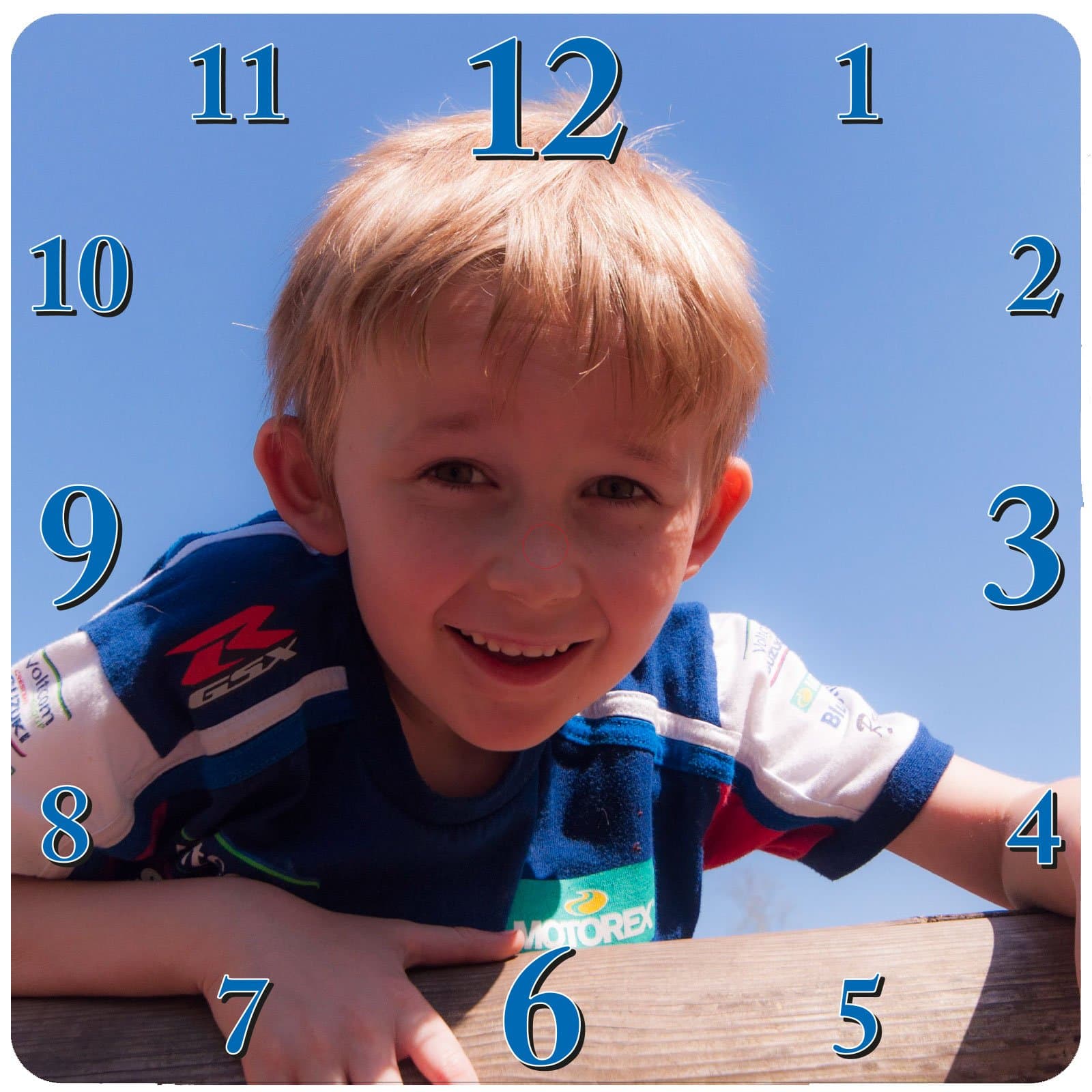 PSL Digital Ltd 24cm Personalised Photo Wall Clock Easy Image Upload Customisation (Blue)