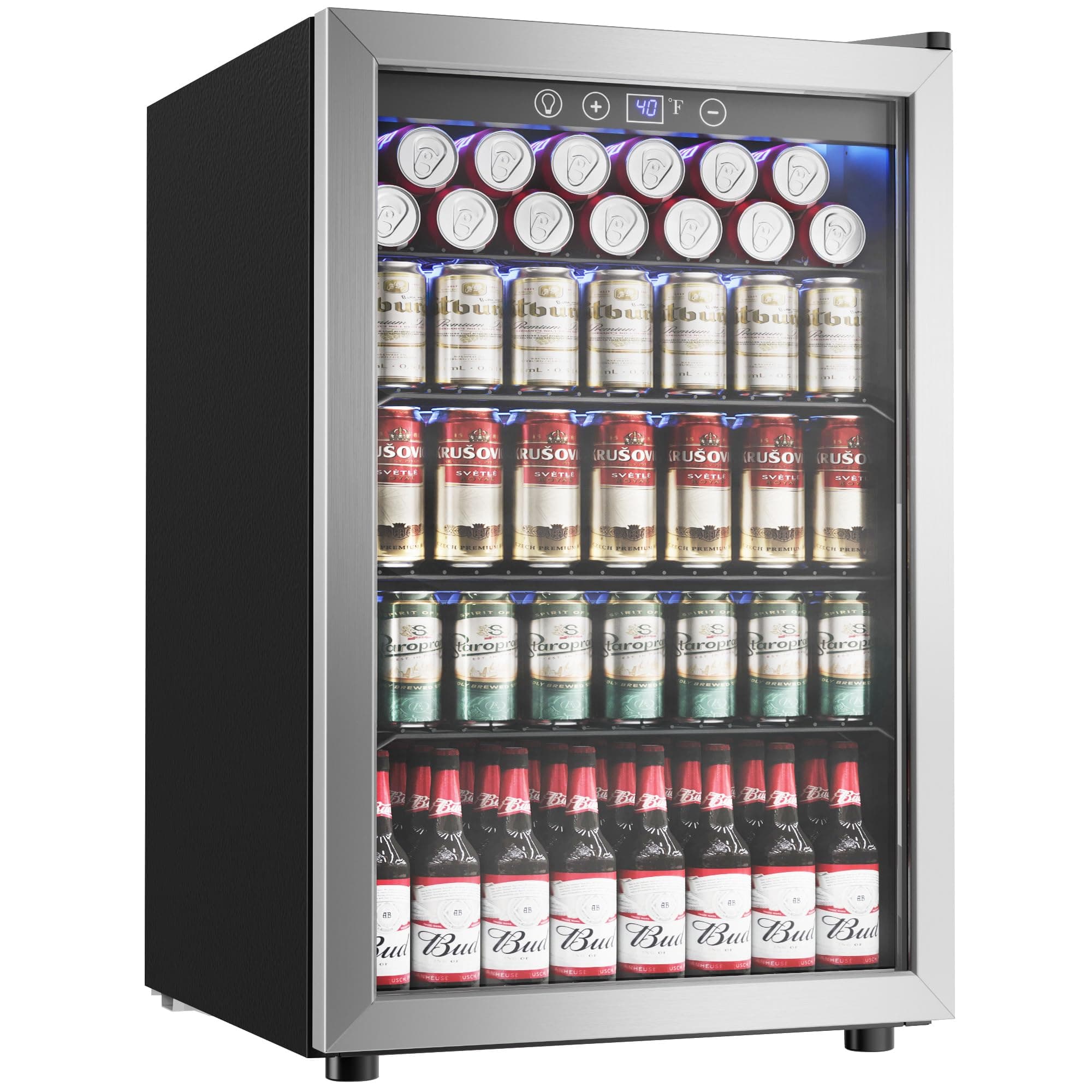4.5 Cu.ft Beverage Refrigerator Cooler, 145 Can Mini Fridge with Digital Temperature Display for Soda Beer Wine, Freestanding beverage fridge with Adjustable Shelving for Home Office Bar