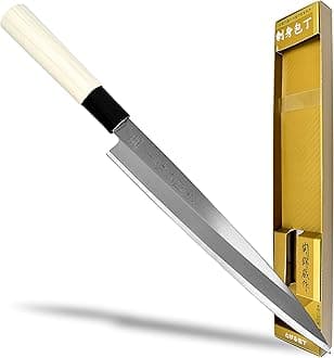 Product of Gifu Japan Seki TSUBAZO ese Sushi Chef Knife, Stainless Steel Sashimi Yanagiba Knife, Shiraki Handle, 210 mm (8.3 in)