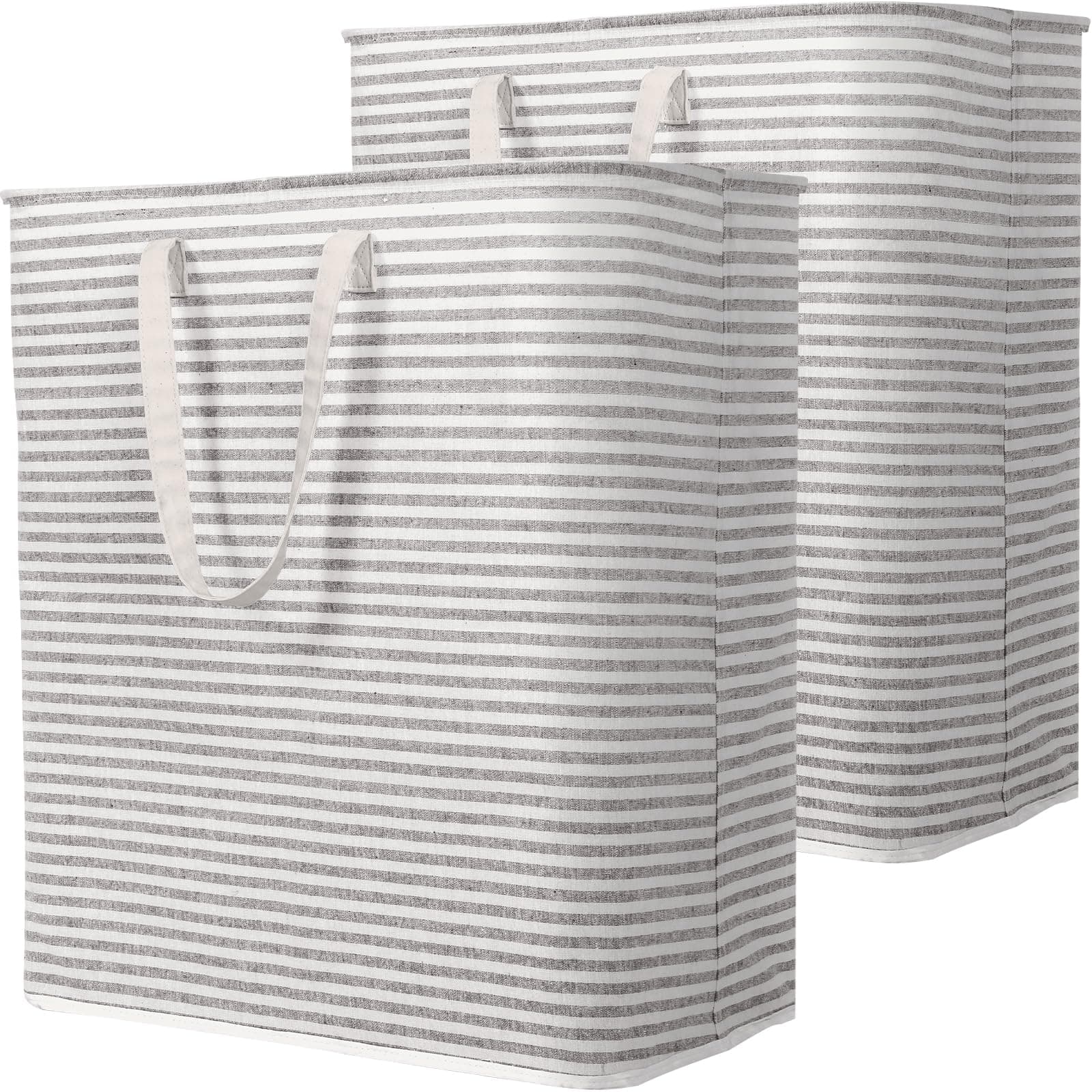 Lifewit 2 Pack Laundry Basket 100L Each, Collapsible Clothes Hamper with Reinforced Handles, Freestanding Waterproof Design for Bedroom and Laundry Room, Grey 200L Total