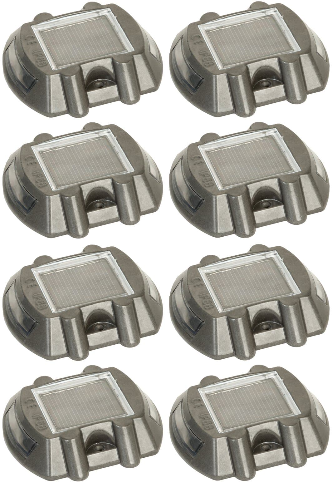 (8 Pack) Green Aluminum Solar Powered Road Stud Deck Dock Lights