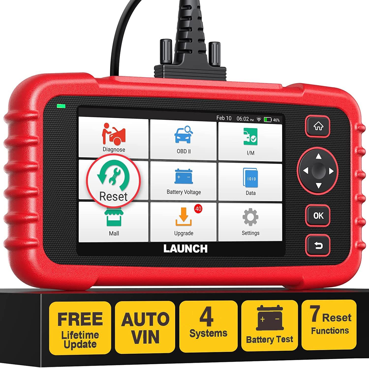 LAUNCH CRP123X V2.0 New Version, OBD2 Scanner for Engine Transmission ABS SRS Diagnostics, 7 Service Functions, Battery Test, Free Wi-Fi Updates