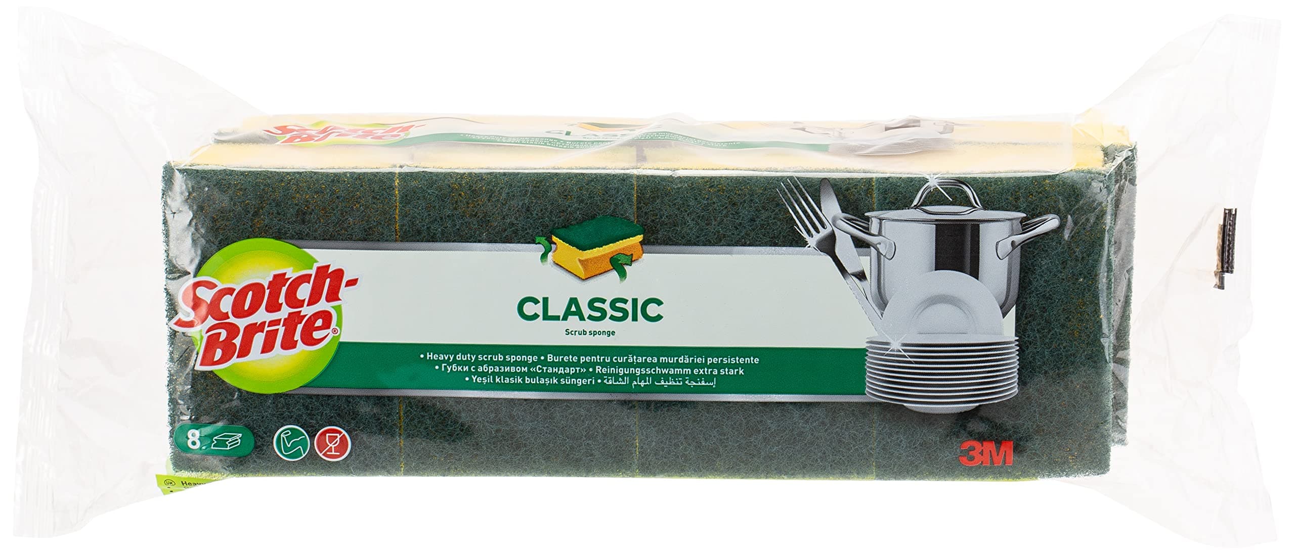 Scotch-Brite Classic Grip Sponge 8 per pack ,Green