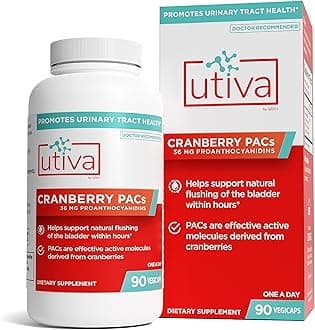 Utiva Cranberry PACs – Clinically Studied Ingredients 36mg PACs for UTI Avoidance - Supplement for Urinary Tract Health for Women and Men – Cranberry Extract Pills for Bladder Health, 90 Vegi Capsules