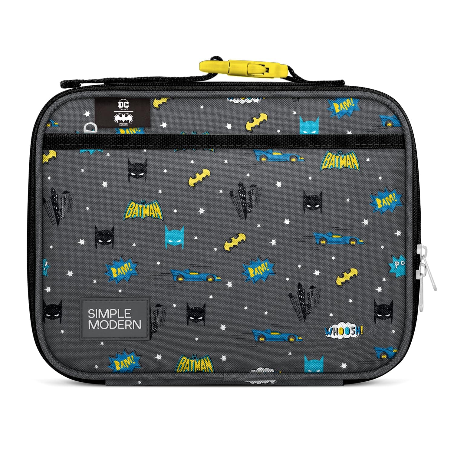 Simple Modern DC Comics Kids Lunch Box for School | Reusable Insulated Lunch Bag for Toddler, Girl, and Boy | Meal Containers with Exterior & Interior Pockets | Hadley Collection | Batman POW!