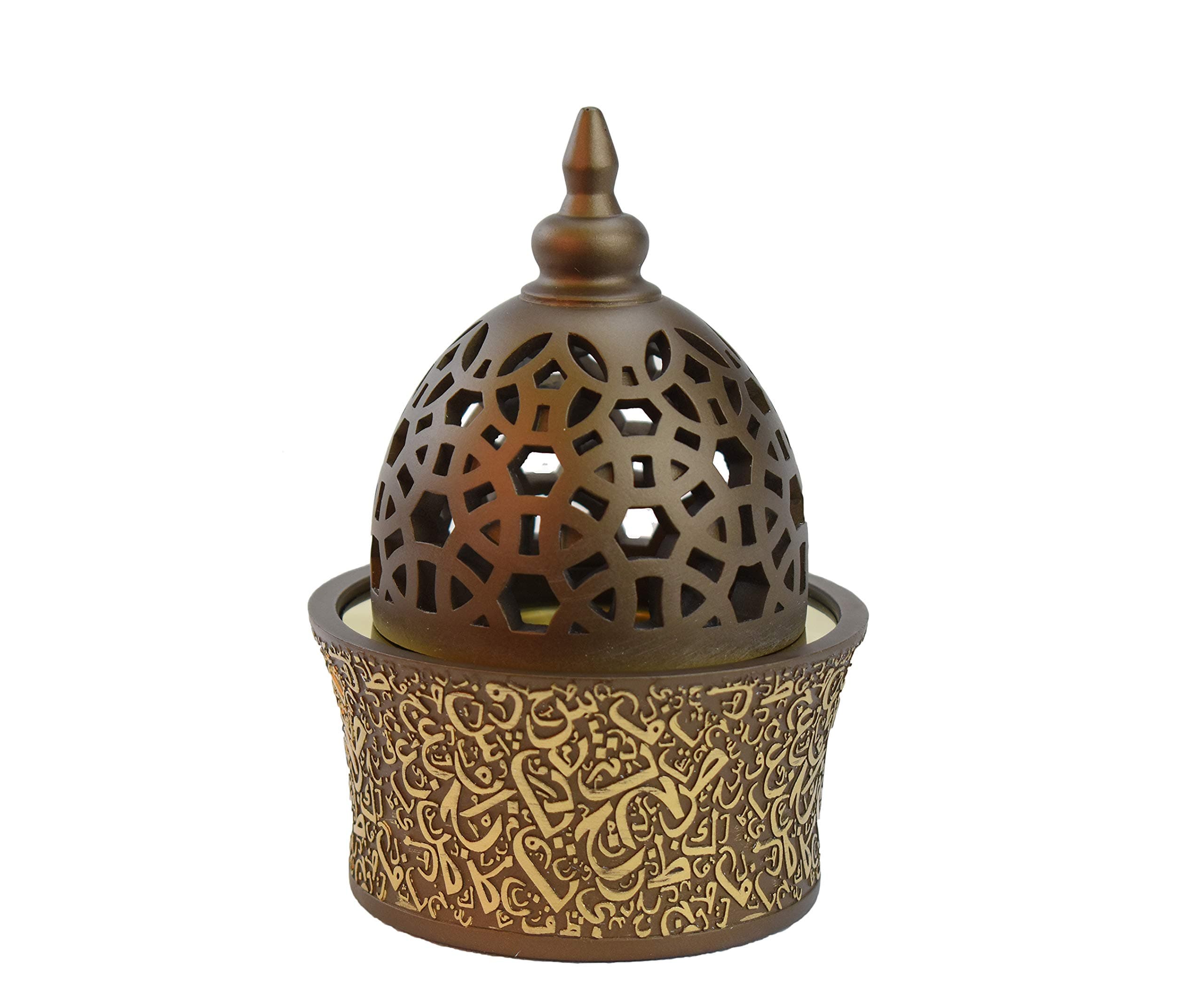 Intense Oud Calligraphy Style Closed Incense Burner, Coffee