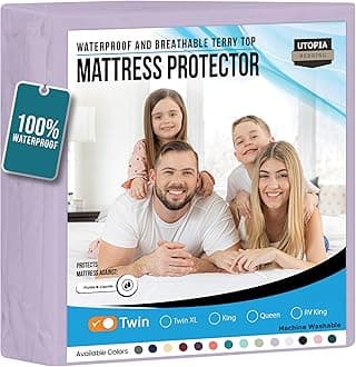 Utopia Bedding Waterproof Mattress Protector Twin Size, Premium Terry Mattress Cover 200 GSM, Breathable, Fitted Style with Stretchable Pockets (Lavender)