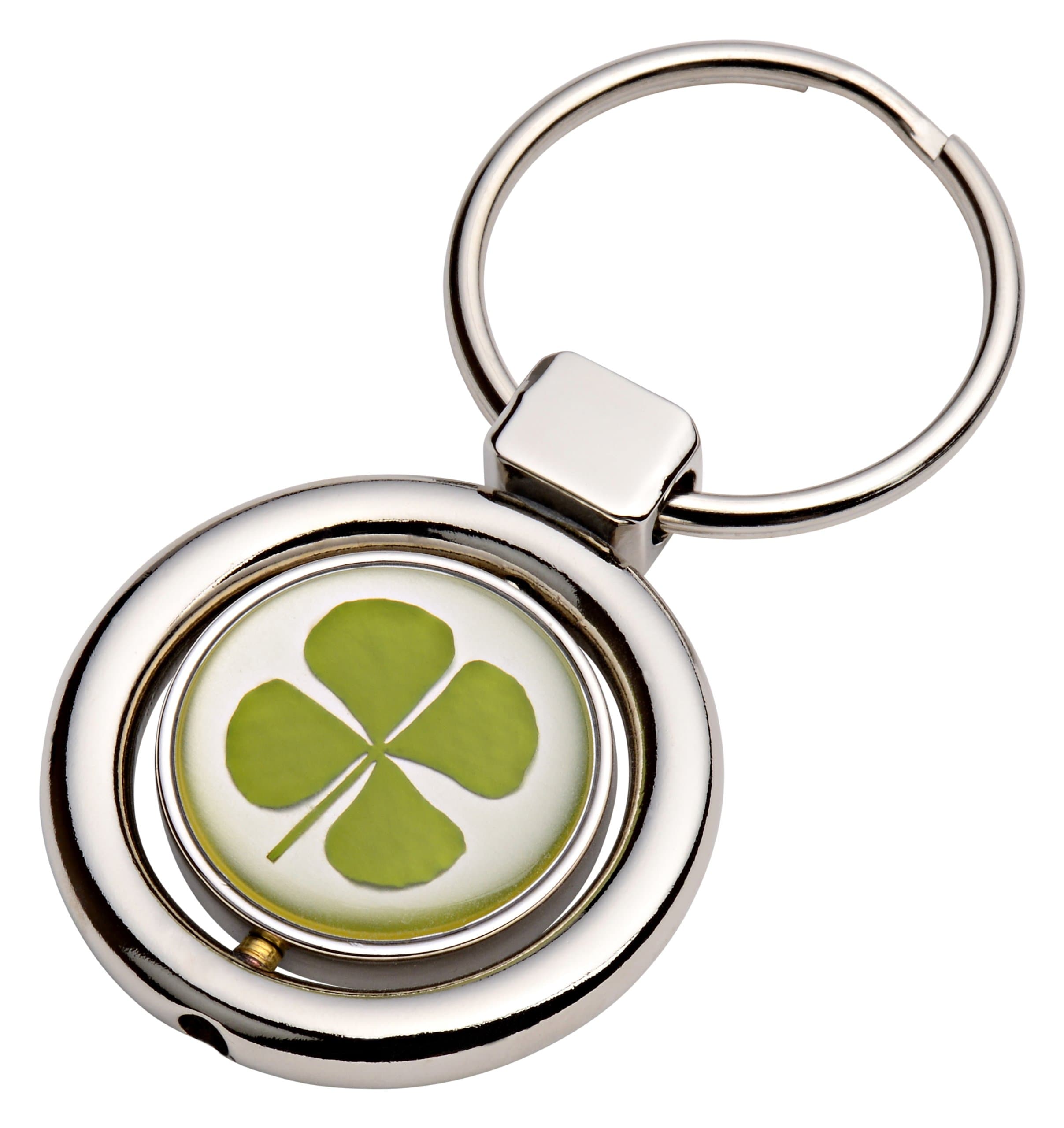 Pearl Clover's Genuine Four-leaf Clover Key Chain - Circle