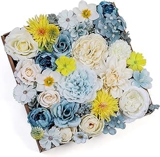 Serra Flora Artificial Flowers Combo Peony 35pcs Silk Roses Mix Fake Flowers for DIY Wedding Bouquets Combo Gradual Change Centerpieces Arrangements Party Bridal Baby Shower Home Decorations