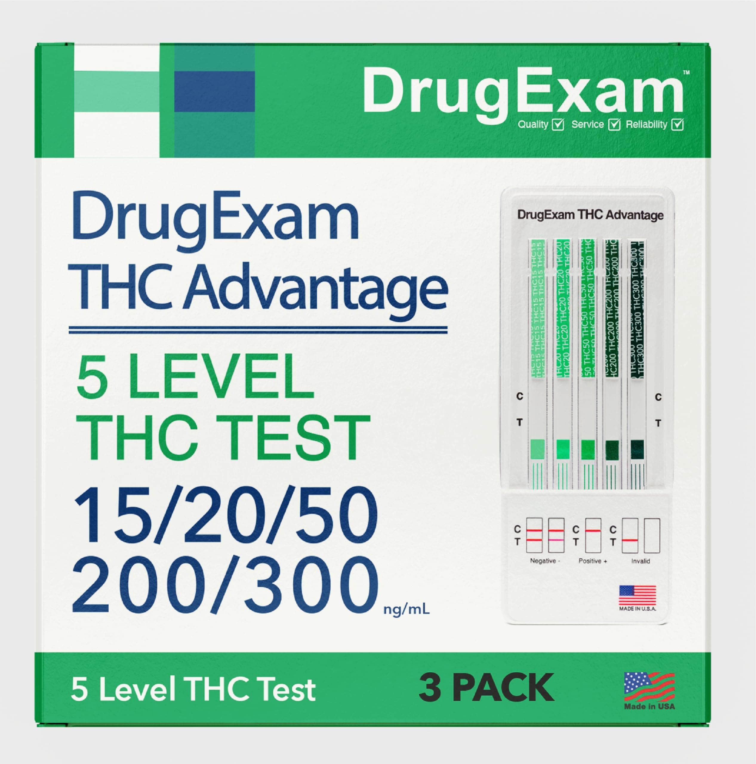 3 Pack - DrugExam Multi Drug Screen Test. Testing for THC/Marijuana in Urine. Detailed Instrustions Included. (3)