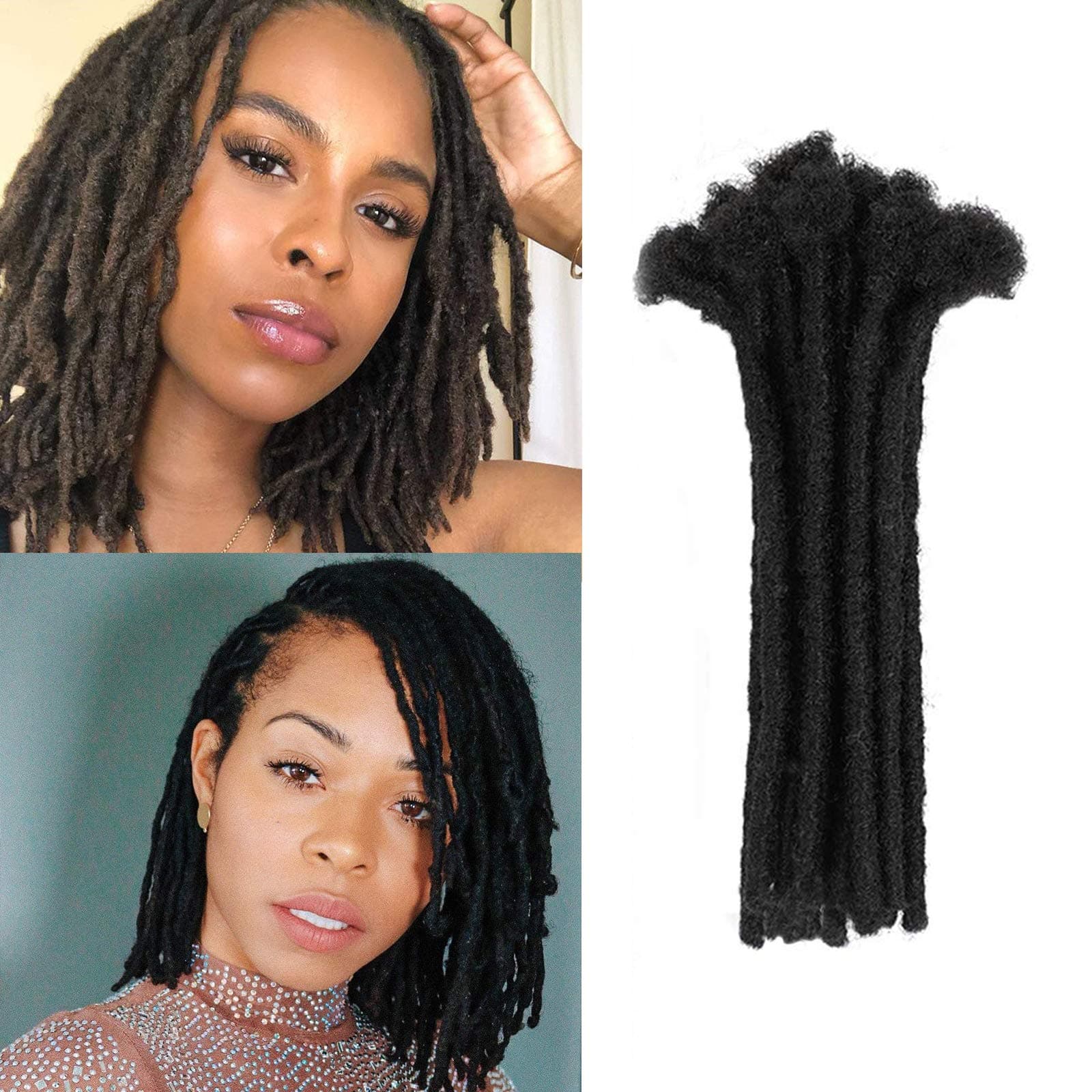 100% Human Hair Dreadlock Extensions for Men/Women 0.6cm Width Full Hand-made 6 Inch 100 Strands Permanent Locs Extensions Can be Dyed and Bleached