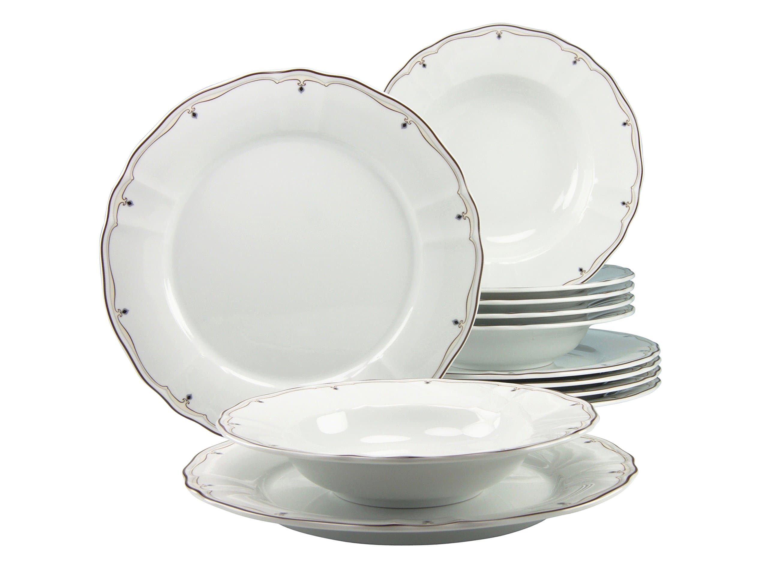 Creatable Flora Vienna Dinner Ware Set, Porcelain, White, 12-Piece