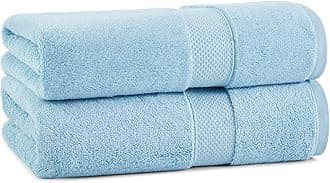 Aston & Arden Luxury Egyptian Cotton Bath Towels, Pack of 2, 600 GSM Plush Soft Absorbent Bathroom Towels for Spa or Hotel, 30 x 54 in, Blue