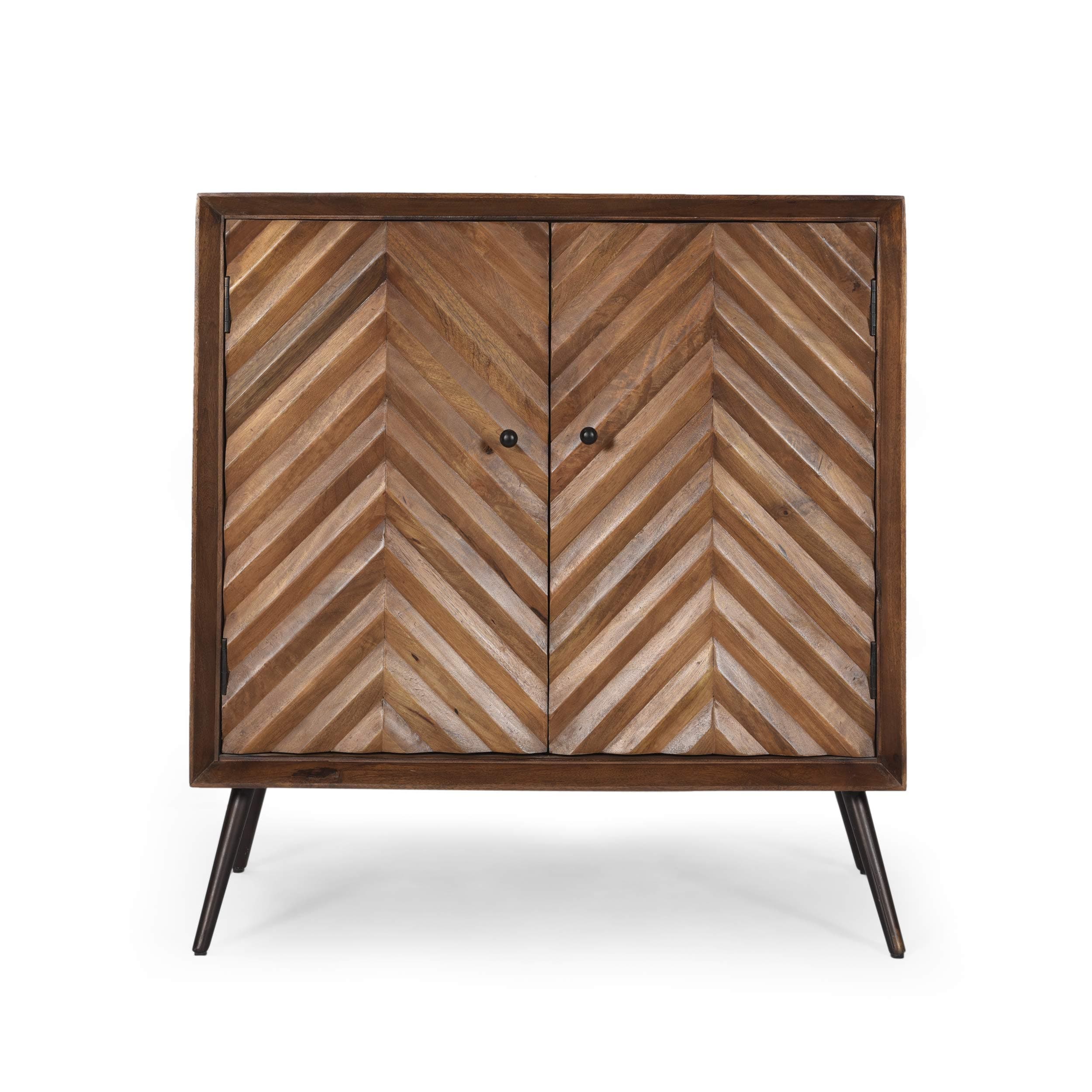 GDFStudio Mid-Century Modern Handcrafted Mango Wood Sideboard, Dark Brown