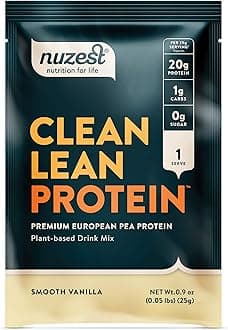 Pea Protein Powder - Clean Lean Protein, Premium Vegan Plant Based Protein Powder, Dairy Free, Gluten Free, GMO Free, Naturally Sweetened Protein Shake, Smooth Vanilla, 1 Serving, 0.9 oz