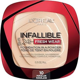 L’Oréal Paris L'Oreal Infallible Fresh Wear Foundation in a Powder, 010 Porcelain, 0.31 Fl Oz