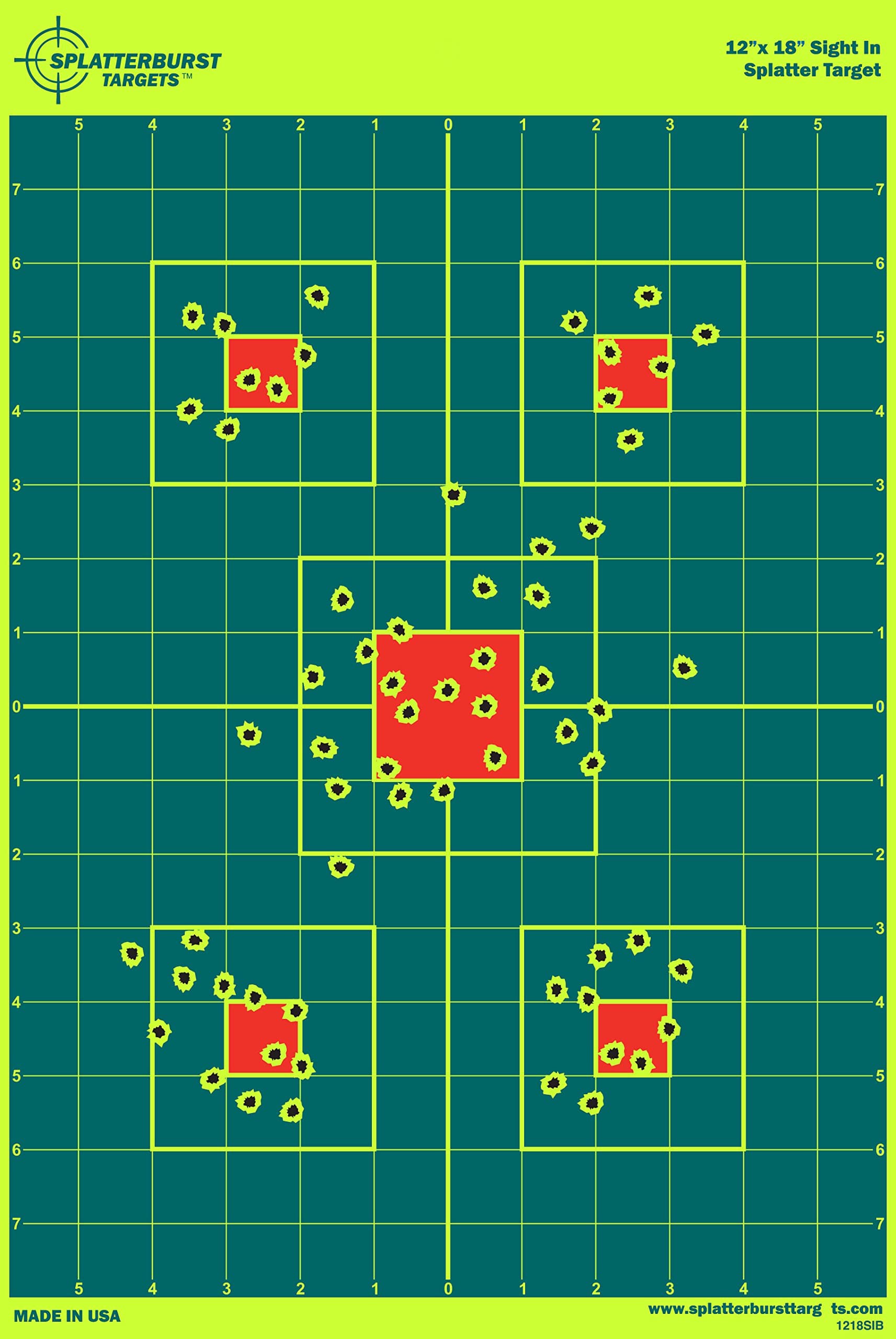 10 Pack - 12"x 18" -"Teal" - Sight in Splatterburst Target -Instantly See Your Shots Burst Bright Florescent Yellow Upon Impact!